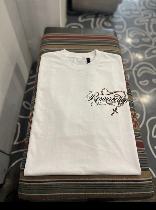 Resurrection Rosary Script Tee
